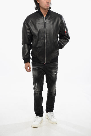 Bomber Multitasca in Pelle con Zip Frontale