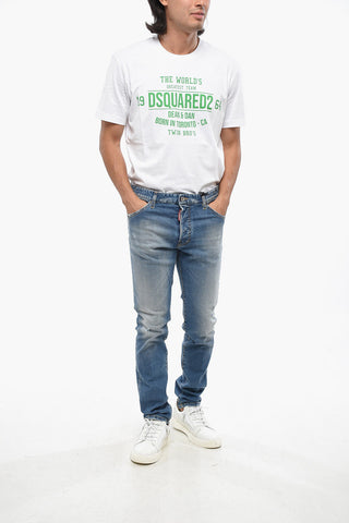 Stretch Denim Jeans COOL GUY with 16cm Leather Logo Patch