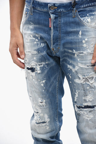 Jeans COOL GUY in Denim Stretch con Dettagli Effetto Vernice 17cm