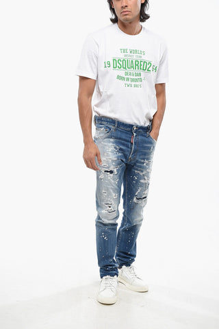 Jeans COOL GUY in Denim Stretch con Dettagli Effetto Vernice 17cm