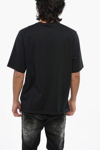 Rundhals-T-Shirt aus Baumwolle mit Paillettenstickerei