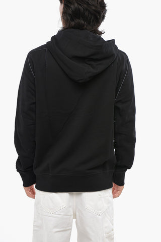 Brushed Cotton Sweatshirt with Exposed Seams and Zip Closure