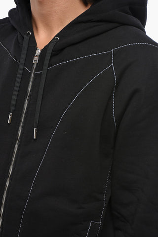 Brushed Cotton Sweatshirt with Exposed Seams and Zip Closure
