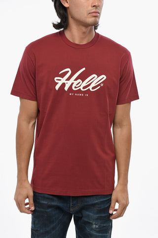 Crew Neck T-Shirt COOL FIT in Solid Color with Contrast Print