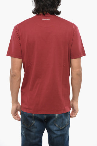 T-Shirt mit Rundhalsausschnitt COOL FIT einfarbig mit Kontrastdruck