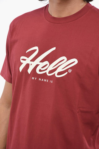 T-Shirt mit Rundhalsausschnitt COOL FIT einfarbig mit Kontrastdruck