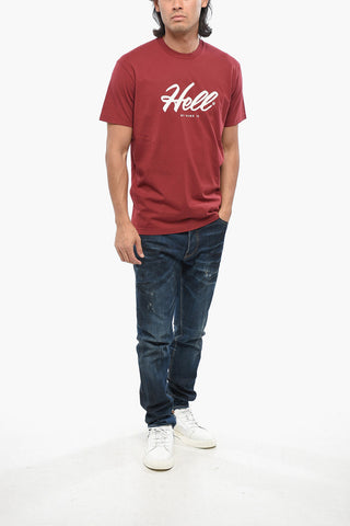 T-Shirt mit Rundhalsausschnitt COOL FIT einfarbig mit Kontrastdruck