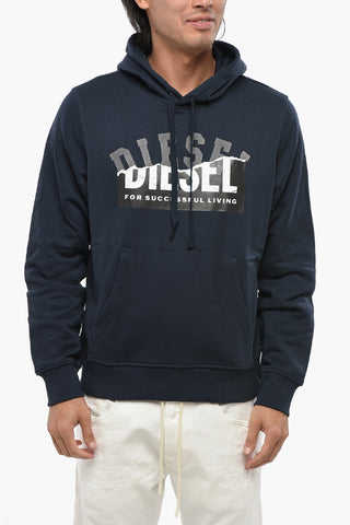 Brushed Cotton Hoodie with Printed Logo