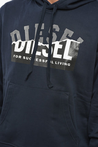 Brushed Cotton Hoodie with Printed Logo