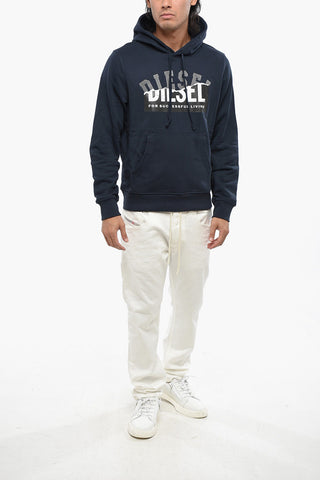 Brushed Cotton Hoodie with Printed Logo