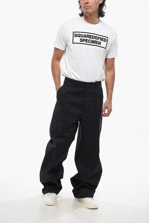 Pantaloni in Twill di Cotone a Gamba Ampia