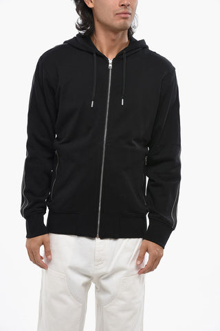 Solid Color Brushed Cotton Sweatshirt with Logoed Side Band