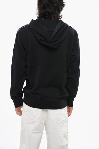 Solid Color Brushed Cotton Sweatshirt with Logoed Side Band