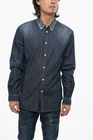 Dark Washed Denim Button-down Shirt