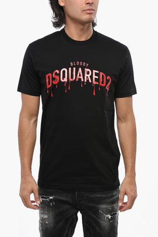 T-Shirt Girocollo BLOODY RED con Stampa in Rilievo