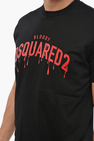 T-Shirt Girocollo BLOODY RED con Stampa in Rilievo