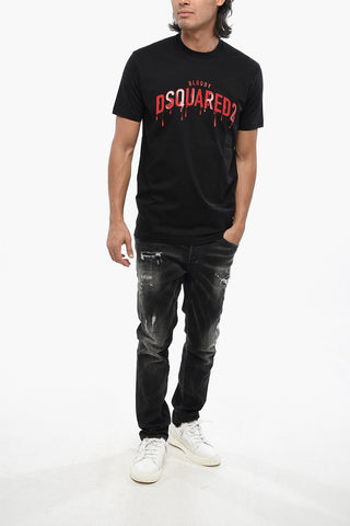 Rundhals-T-Shirt BLOODY RED mit Reliefdruck