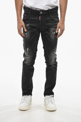 Vintage-Effect Dark-Wash Jeans SKATER with Silver Monogram 16cm