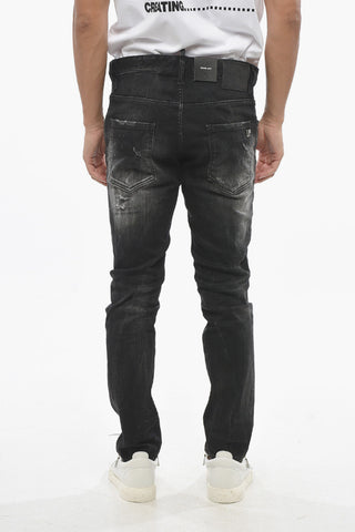 Vintage-Effect Dark-Wash Jeans SKATER with Silver Monogram 16cm