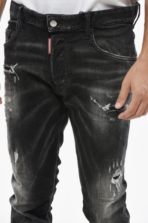 Vintage-Effect Dark-Wash Jeans SKATER with Silver Monogram 16cm