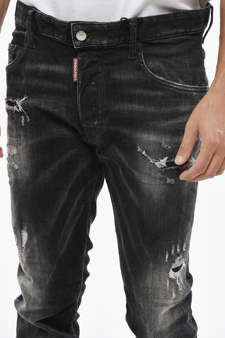 Vintage-Effect Dark-Wash Jeans SKATER with Silver Monogram 16cm
