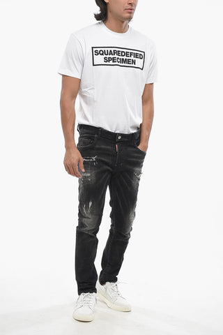 Vintage-Effect Dark-Wash Jeans SKATER with Silver Monogram 16cm