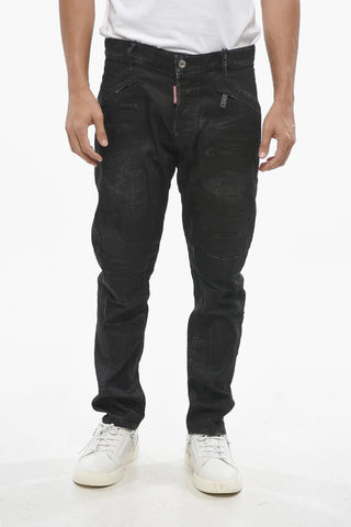 Jeans TIDY BIKER in Denim Cerato a Lavaggio Scuro 16cm