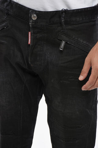 Jeans TIDY BIKER in Denim Cerato a Lavaggio Scuro 16cm