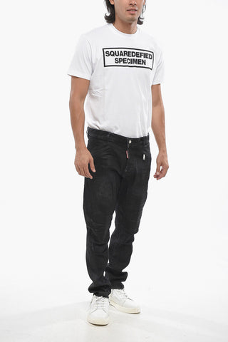 Jeans TIDY BIKER in Denim Cerato a Lavaggio Scuro 16cm