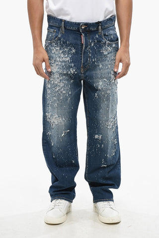 Jeans LOOSE Effetto Vissuto con Patch in Pelle 22cm
