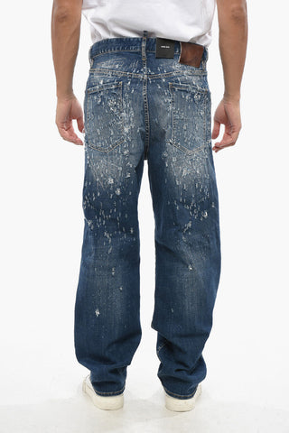 Jeans LOOSE Effetto Vissuto con Patch in Pelle 22cm