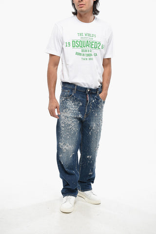 Jeans LOOSE Effetto Vissuto con Patch in Pelle 22cm