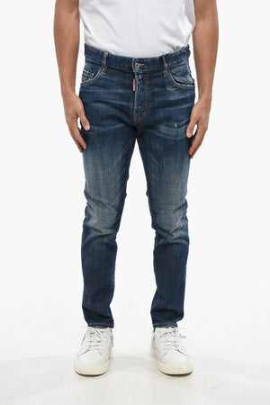 Stretch Denim Jeans SKATER with Leather Patch 15cm