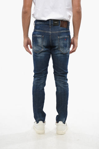 Jeans SKATER in Denim Stretch con Patch in Pelle 15cm
