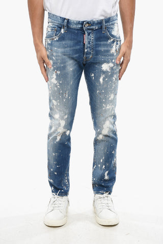 Jeans SKATER in Denim Stretch con Dettagli Effetto Vernice 16cm