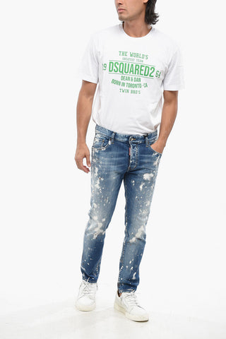 Jeans SKATER in Denim Stretch con Dettagli Effetto Vernice 16cm