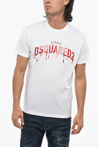 Crew Neck T-Shirt BLOODY RED With Raised Print