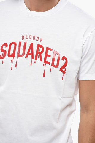 Crew Neck T-Shirt BLOODY RED With Raised Print