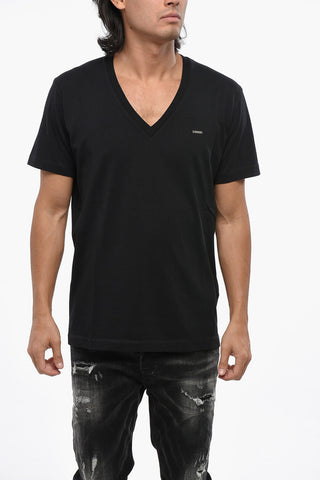 T-Shirt Basic in Cotone con Scollo a V