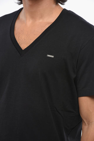 T-Shirt Basic in Cotone con Scollo a V