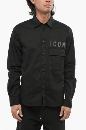 Camicia ICON in Cotone Stretch con Dettaglio Borchiato