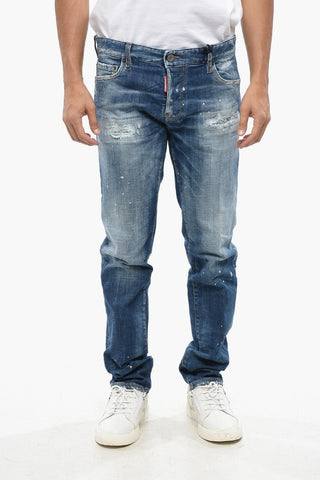 Denim Stretch Vintage-Effect Jeans SLIM with Embossed Logo 17cm