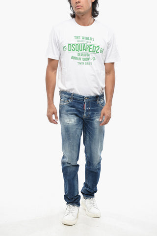 Denim Stretch Vintage-Effect Jeans SLIM with Embossed Logo 17cm