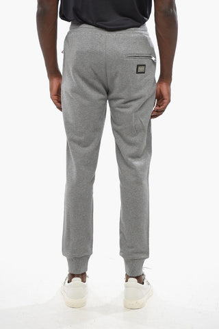 Brushed Cotton Joggers with Metal Logo