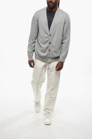 Cashmere Cardigan with Braided Leather Details
