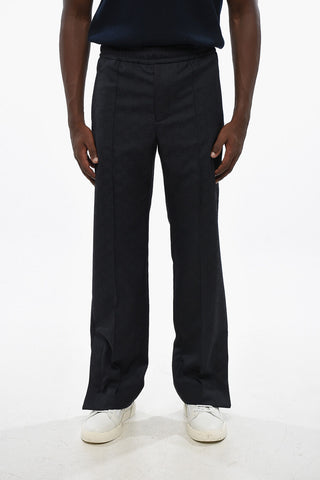 Logoed Fabric Pants with Elastic Waistband and Ankle Buttons