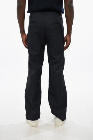 Logoed Fabric Pants with Elastic Waistband and Ankle Buttons