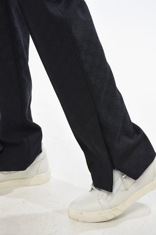 Logoed Fabric Pants with Elastic Waistband and Ankle Buttons