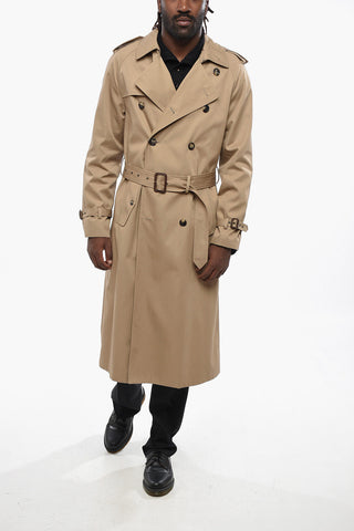 Cotton Blend Double-Breasted Trench with Belt