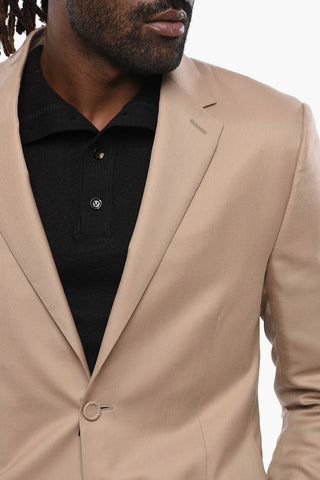 Cashmere And Silk 2-Button Jacket With Single Vent And Classic Notch Lapel